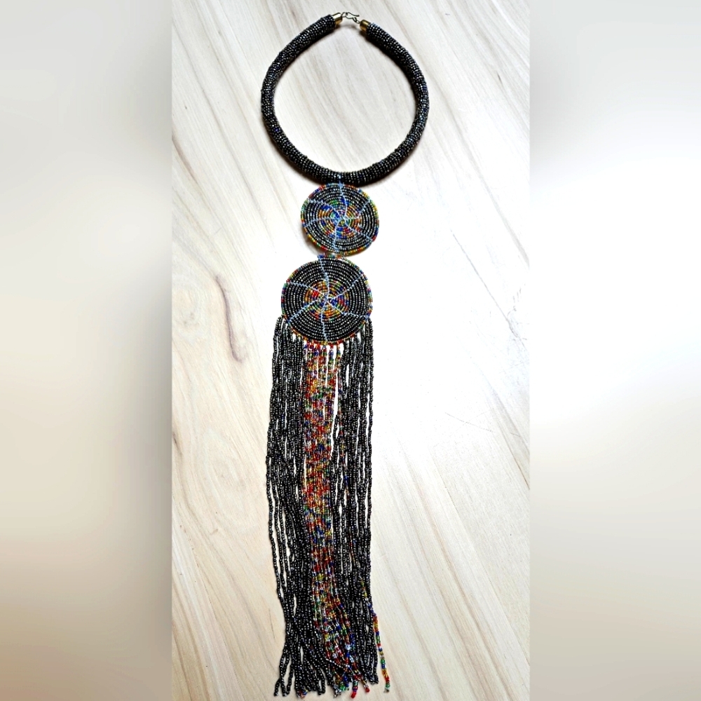 Anthropologie Black and Multicolor Beaded Necklace